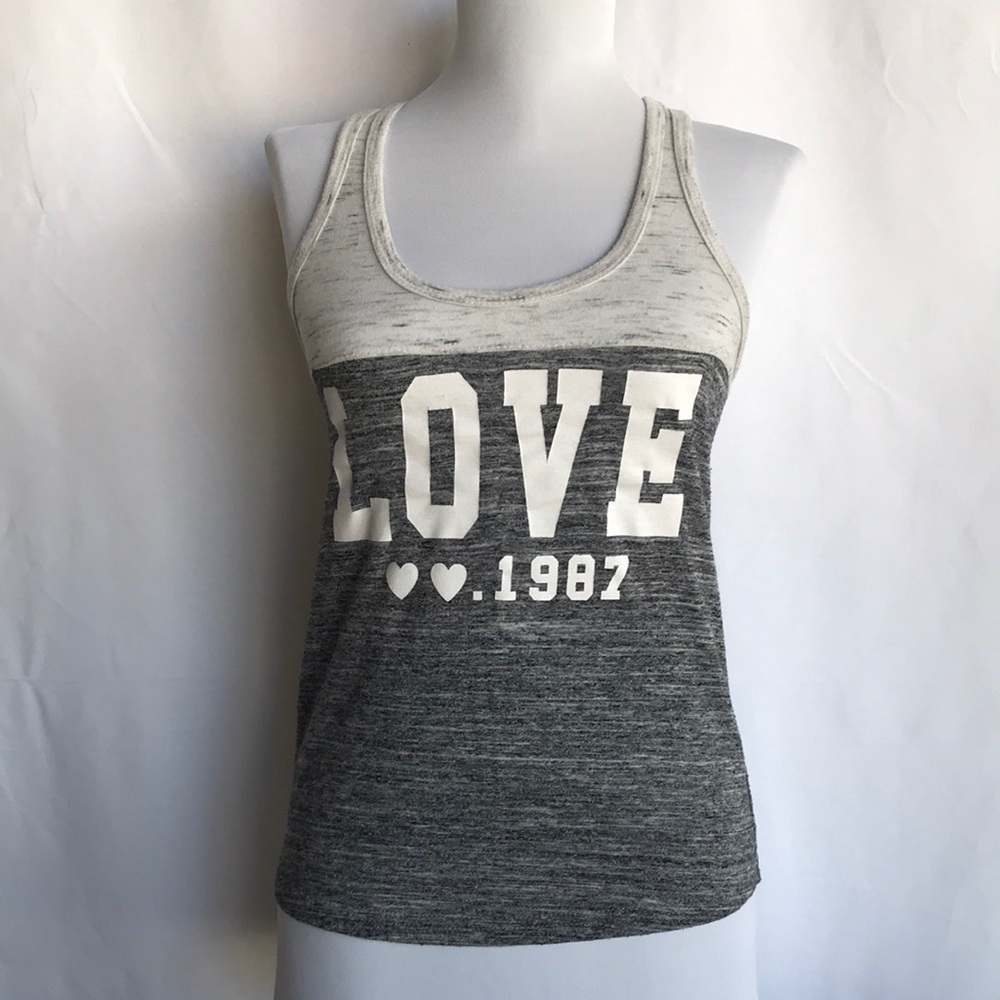 Reflex LOVE 1987 gray and white Razorback tank top